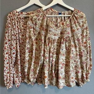 Bundle (2) Old Navy Floral Peasant Blouses Size Large